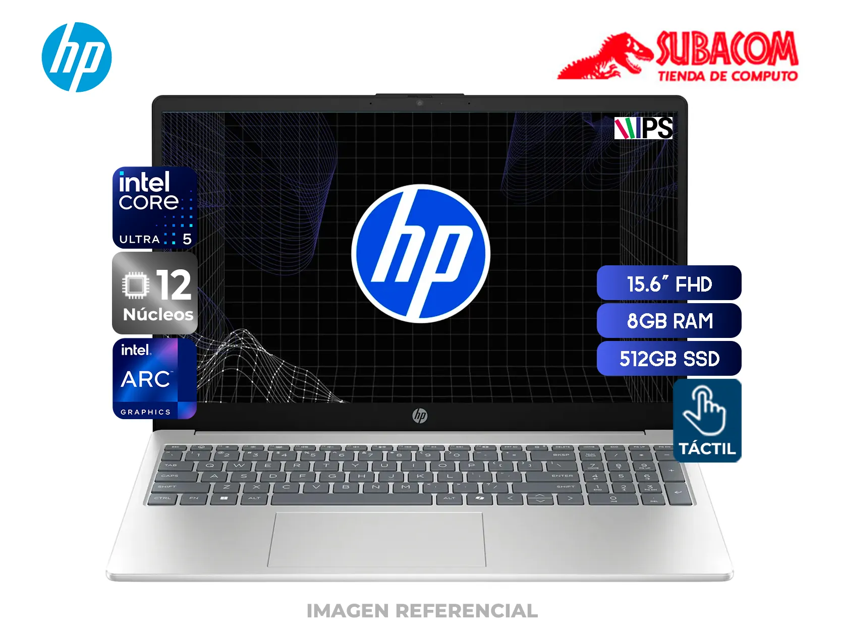Laptop HP 15, Intel Core Ultra 5 225U, 8GB RAM, 512GB SSD, Pant. 15.6" FHD Táctil