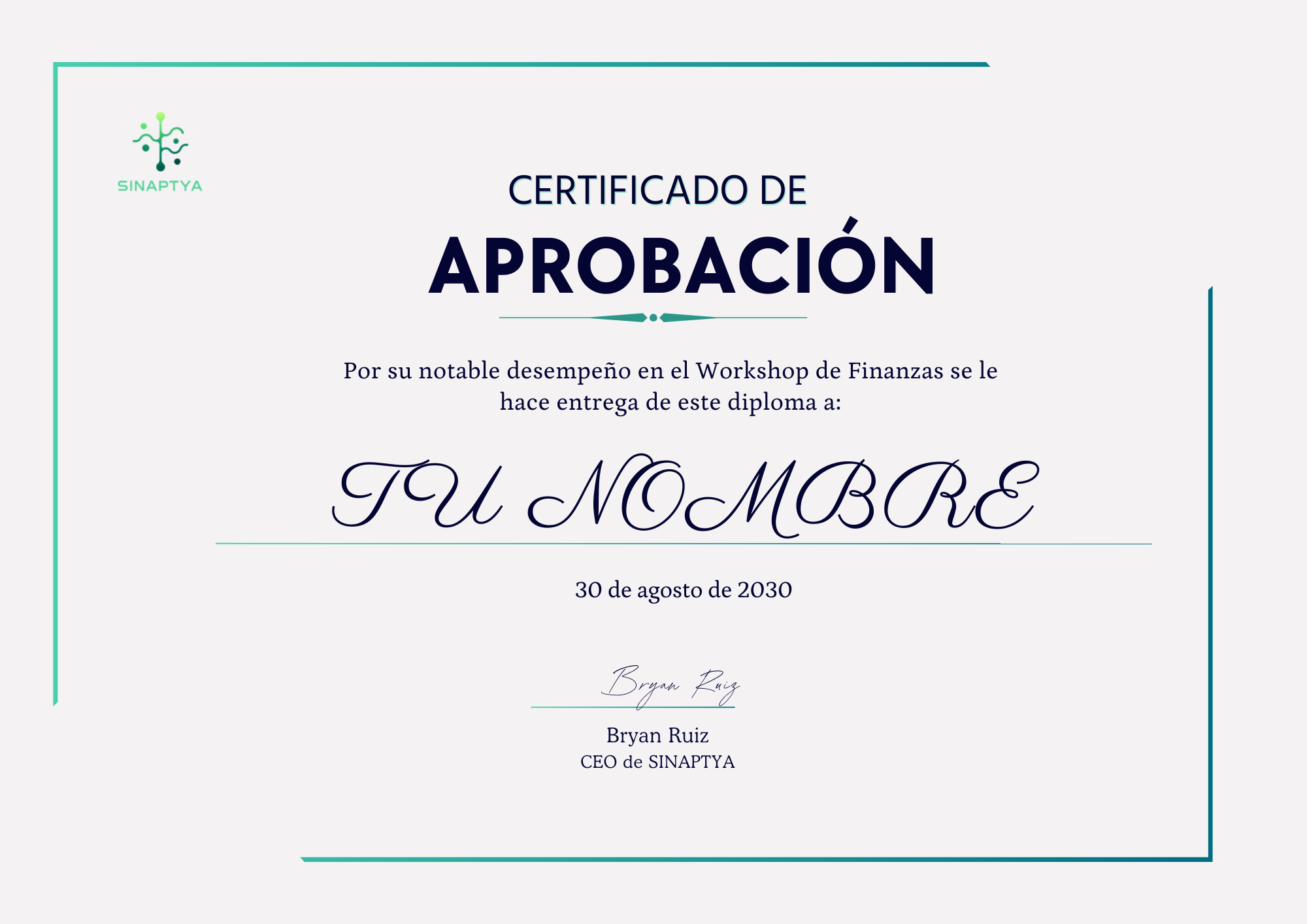Certificado Certificado de aprobación