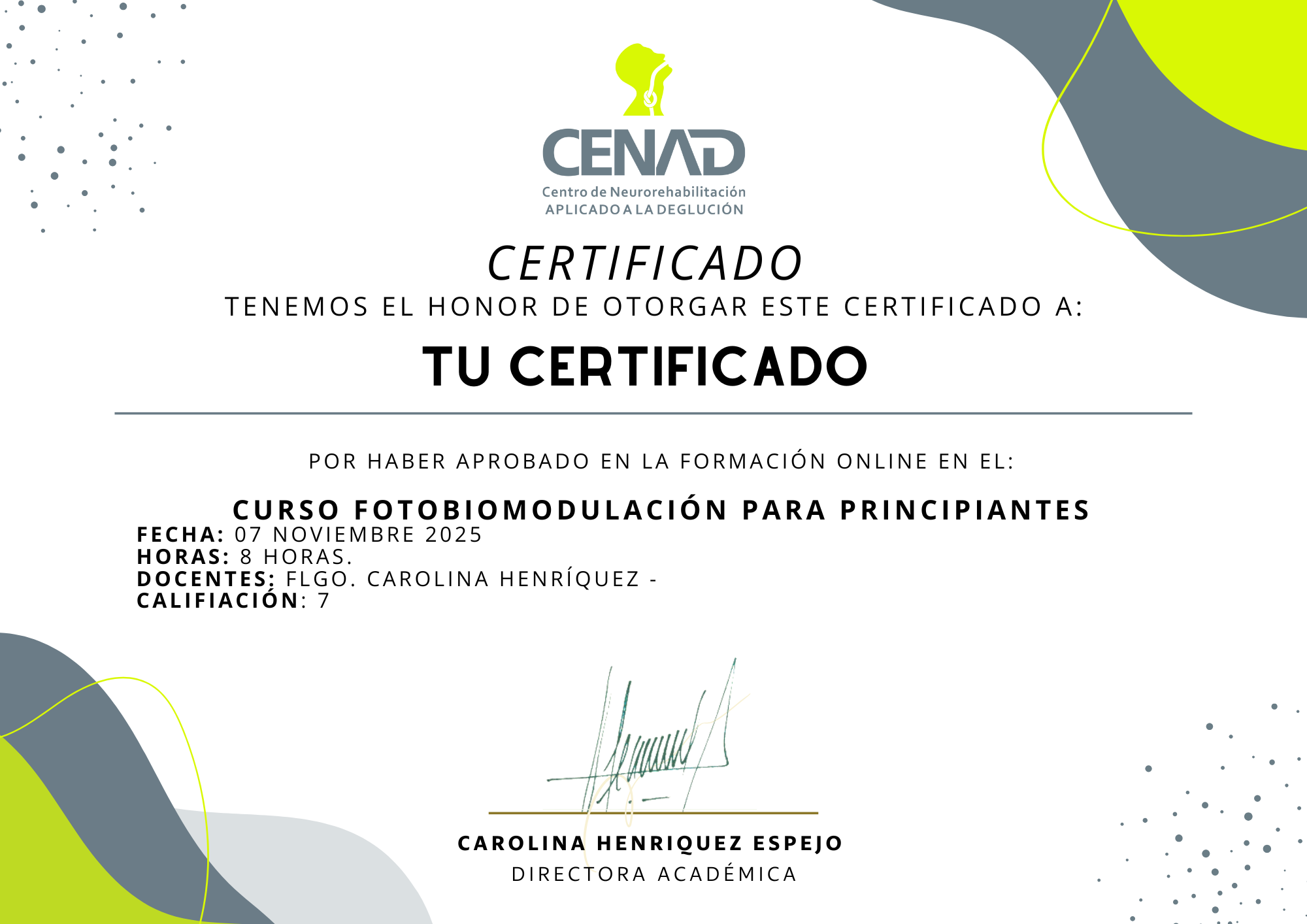 Certificado Certificado de Aprobación 