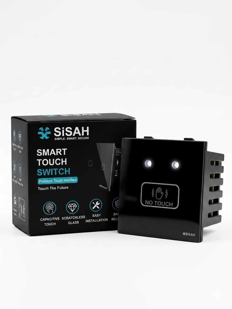 SiSAH Touchless Exit Switch | Infrared Sensor Exit Button | Premium Tempered Glass Front Panel | No-Touch Door Release for Access Control, EM Lock & Security Systems