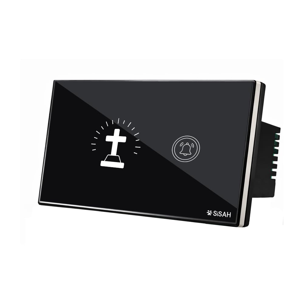 Sisah Hot Digital Glass Touch Bell Switch With Religion faith symbol Modular Fitting (Christianity)