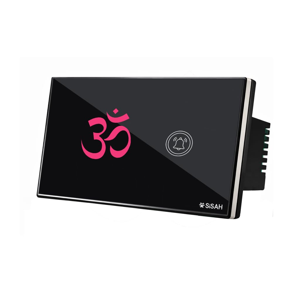 Sisah Hot Digital Glass Touch Bell Switch With Religion faith symbol Modular Fitting (Hinduism)