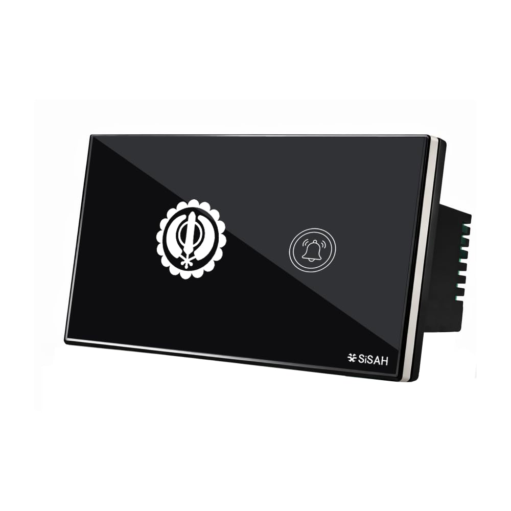 Sisah Hot Digital Glass Touch Bell Switch With Religion faith symbol Modular Fitting (Sikhism)