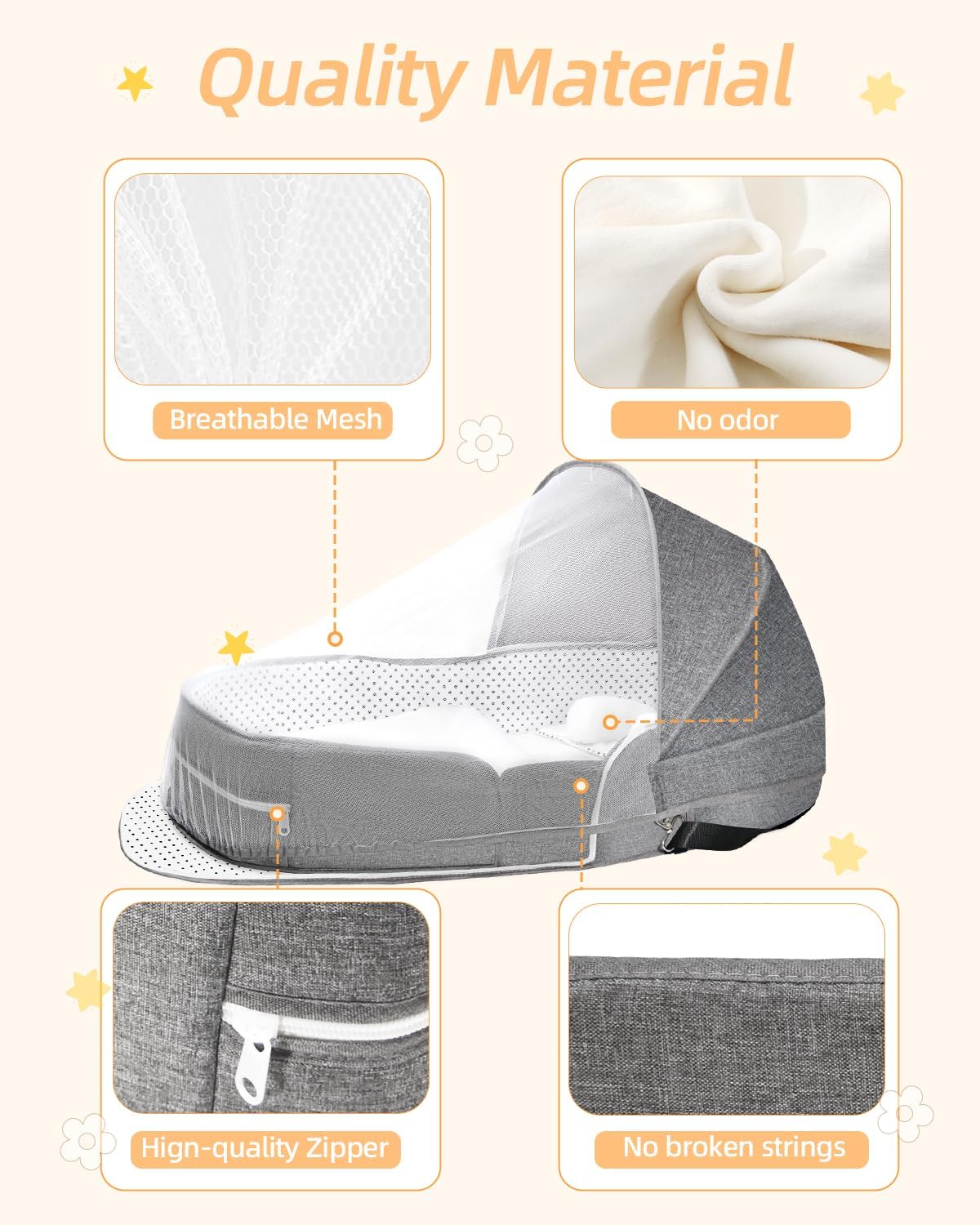 Portable Multifunctional Infant Baby Bed and Mosquito Net Mom Backpack