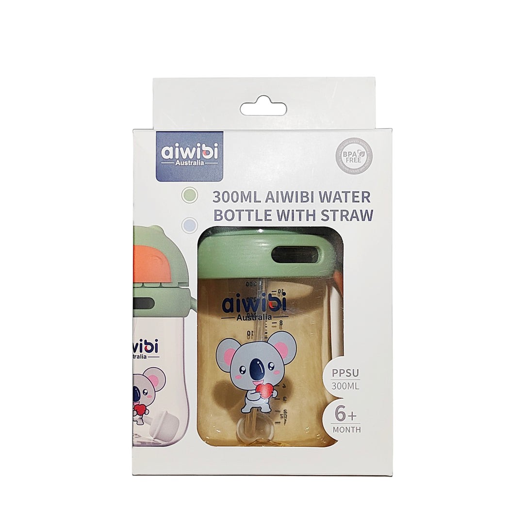 Aiwibi Baby Water Bottle with Weighted Straw for Babies Over Six Months 300ml