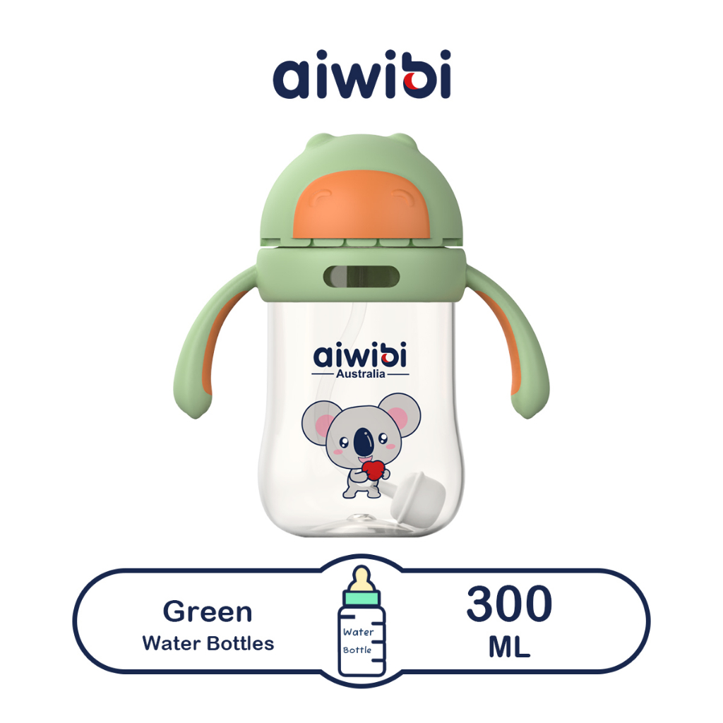 Aiwibi Baby Water Bottle with Weighted Straw for Babies Over Six Months 300ml