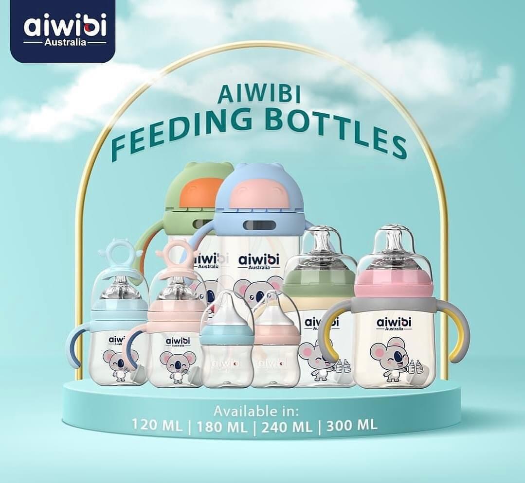 Aiwibi BPA-FREE Baby Feeding Bottle with Flexible Nipple Design Allow 360° Drinking 180ml