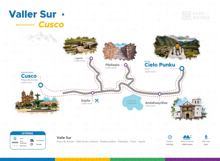 Mapa del recorrido de Tour Valle Sur Cusco - Tipón, Pikillacta y Andahuaylillas