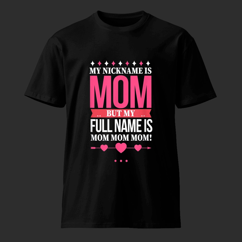 My Nickname Is Mom, Full Name Is Mom Mom Mom: Funny Mom Shirt