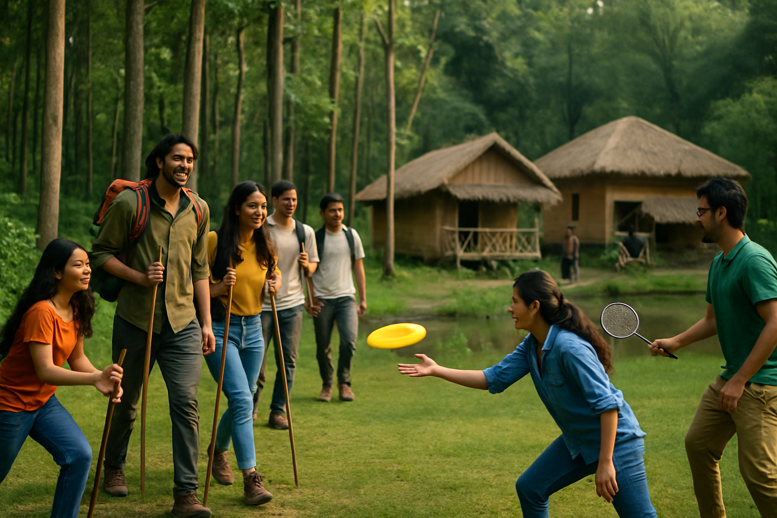 Sunlit forest trail suitable for trekking