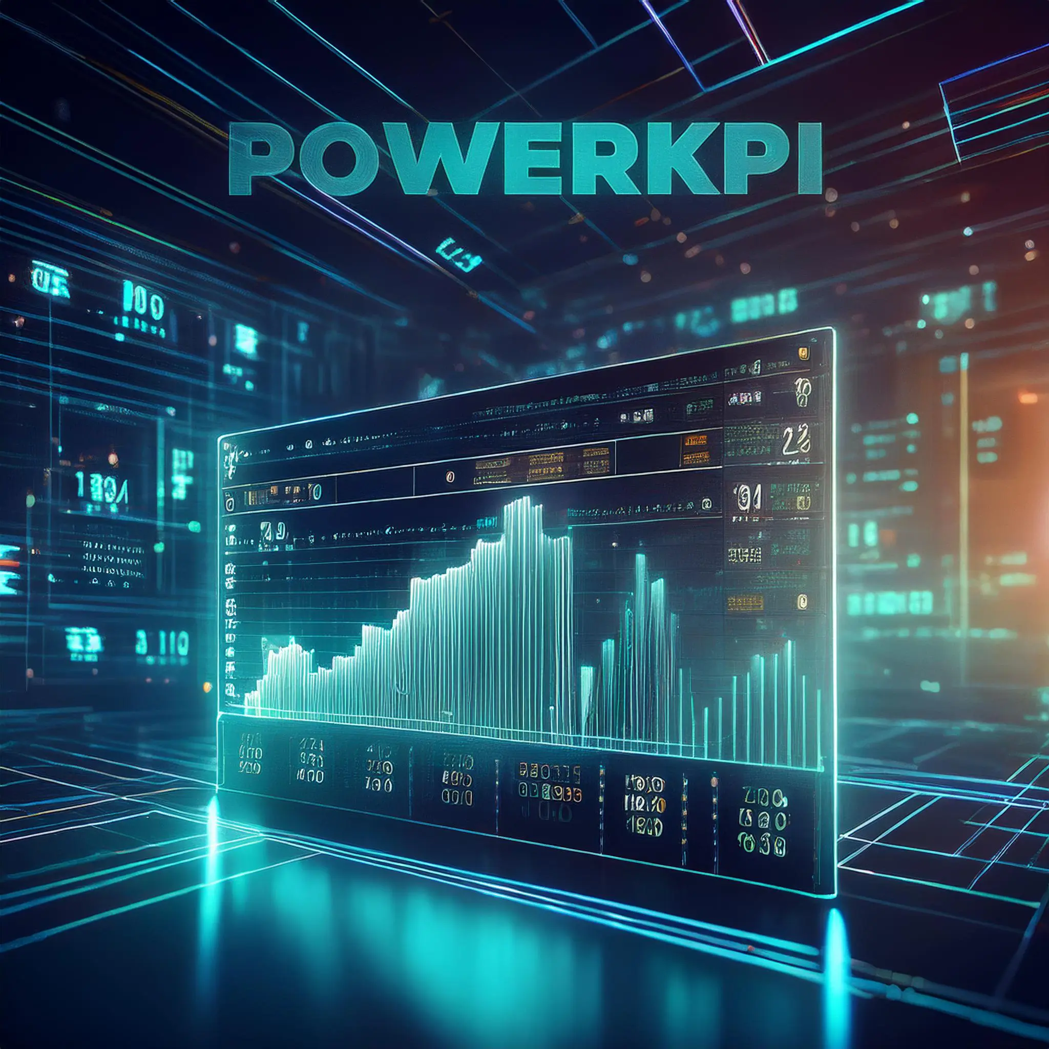 Un'immagine futuristica di un grafico che mostra i dati di PowerKPI.