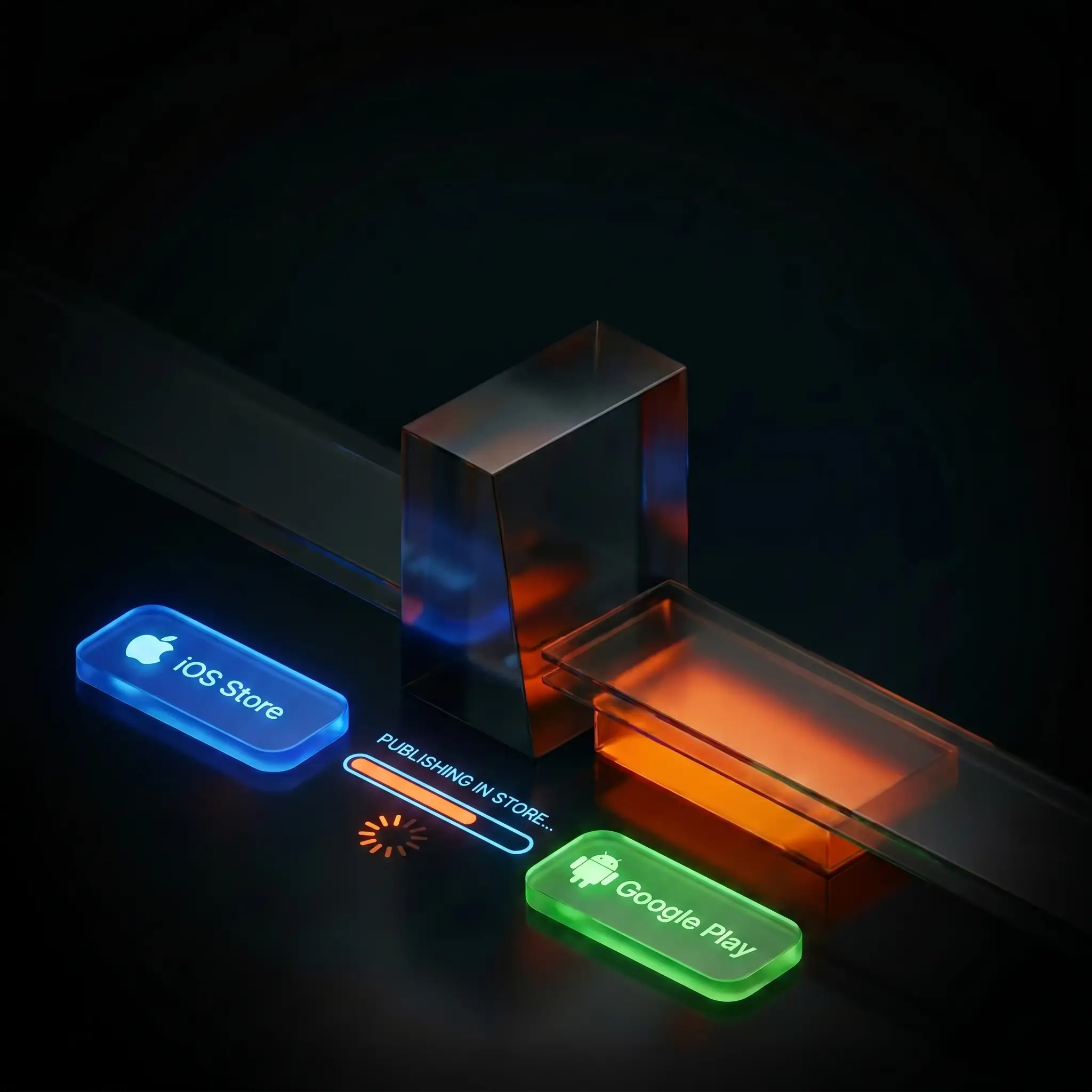 Pubblicazione dell'app in corso su iOS Store e Google Play.