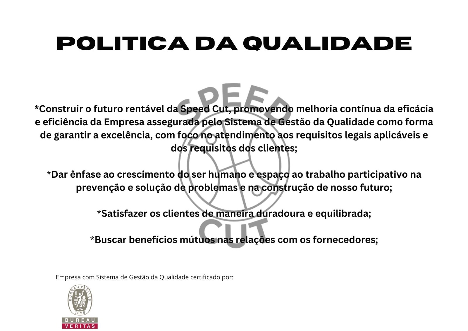 Política da Qualidade da empresa