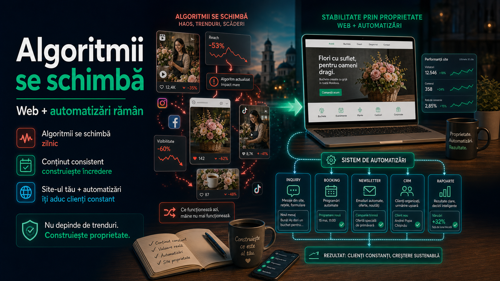 Algoritmii se schimbă: de ce viitorul afacerilor locale este web + automatizări