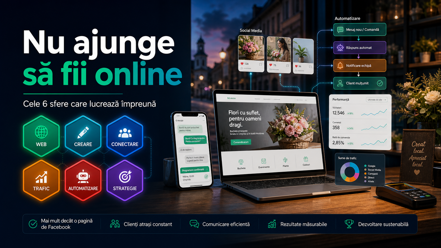 Nu ajunge să fii online: cele 6 sfere care fac o afacere locală să funcționeze digital