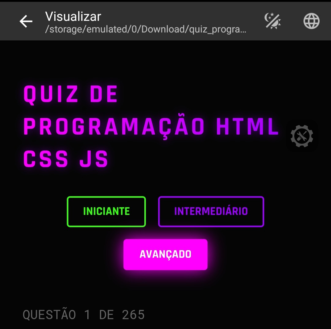 Projeto Quiz de Programação Profissional (HTML, CSS, JS) + Código Grát