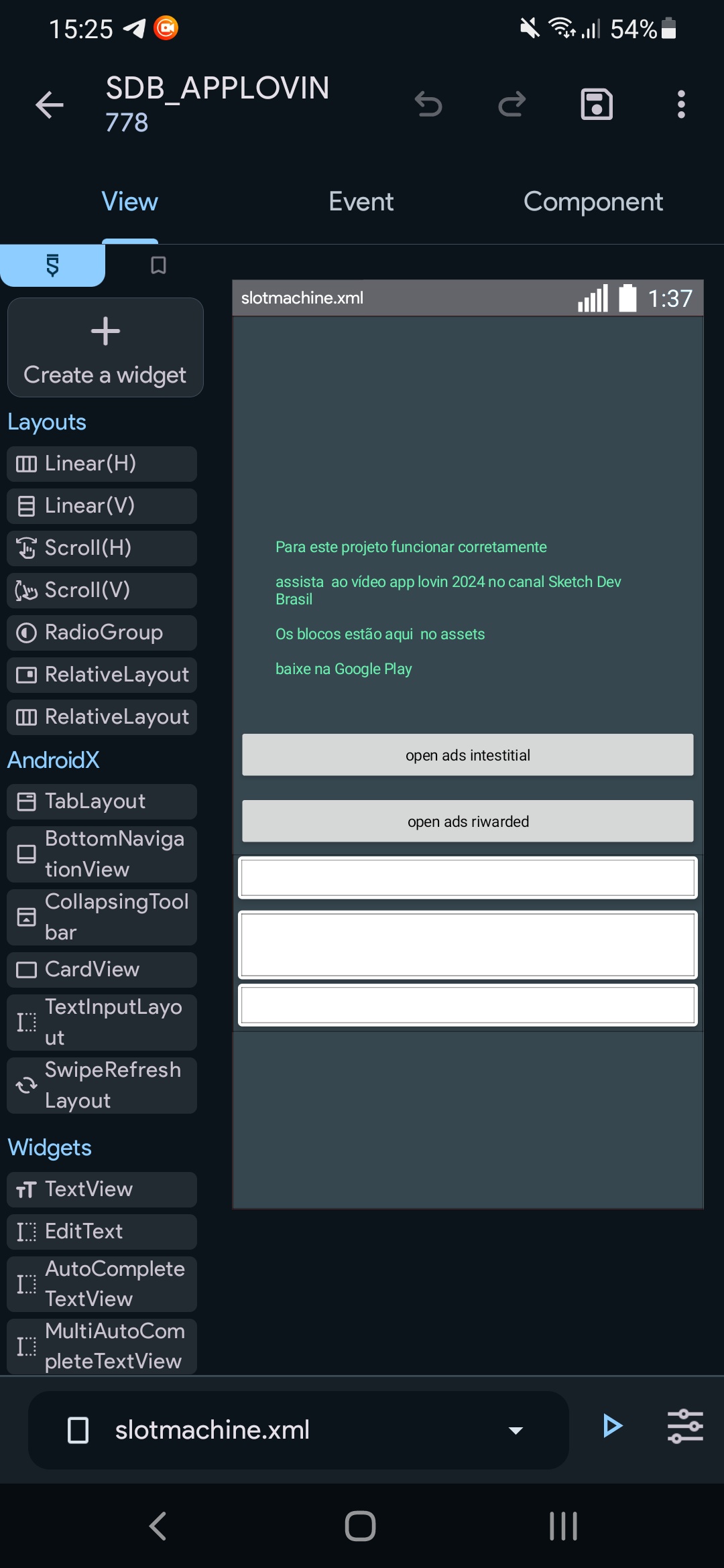 App Lovin Monetização projeto sketchware — captura de tela 1