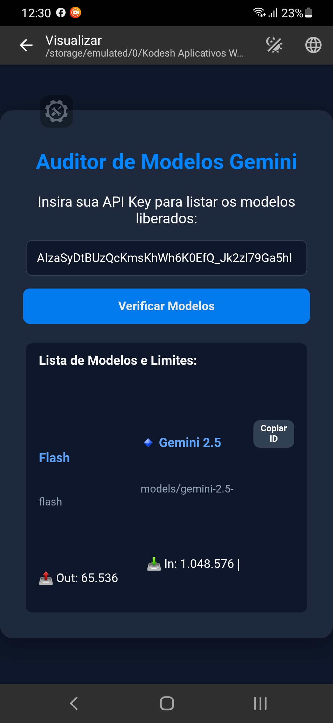 Auditor de Modelos Gemini - Html Css Js — captura de tela 1