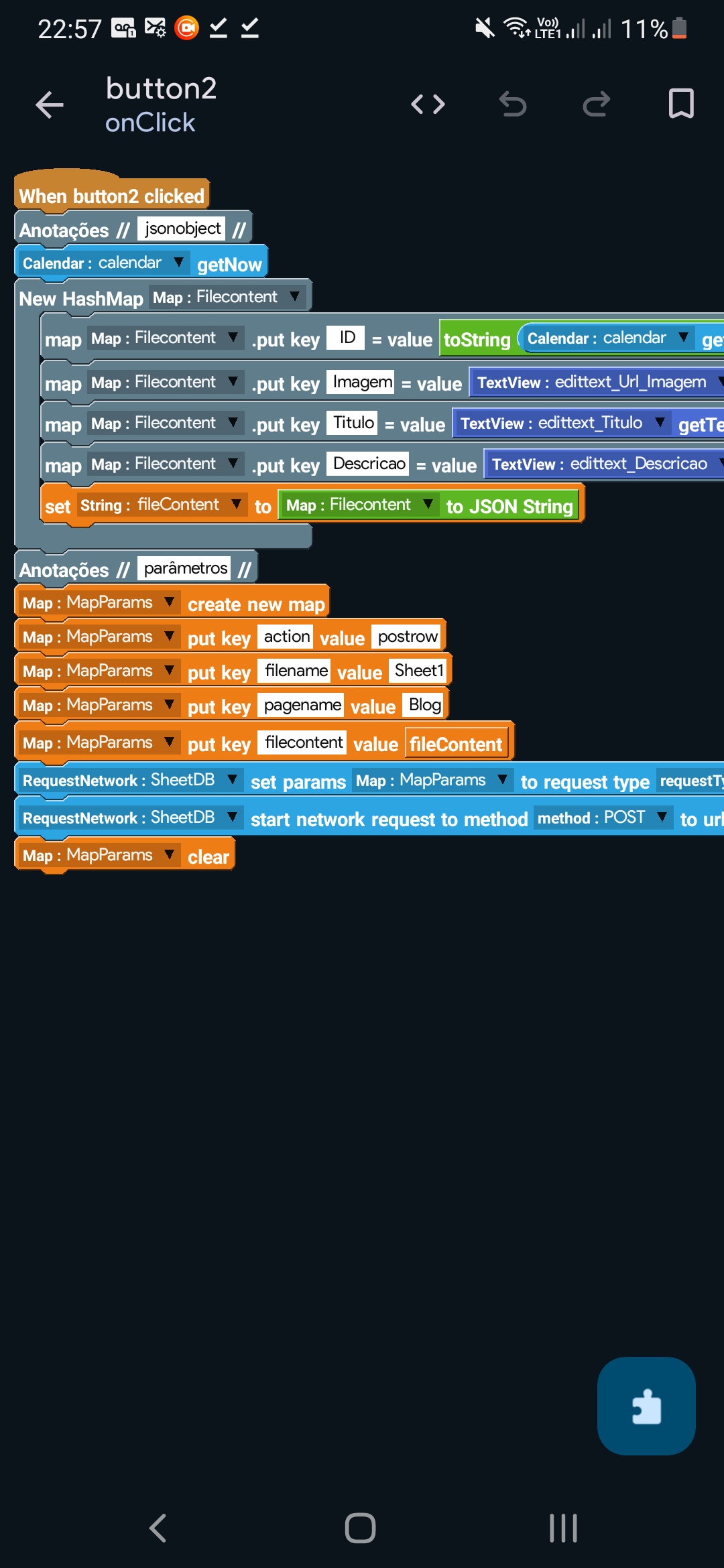 CRUD PLANILHAS E UPLOAD GOOGLE DRIVE PROJETO SKETCHWARE — captura de tela 1