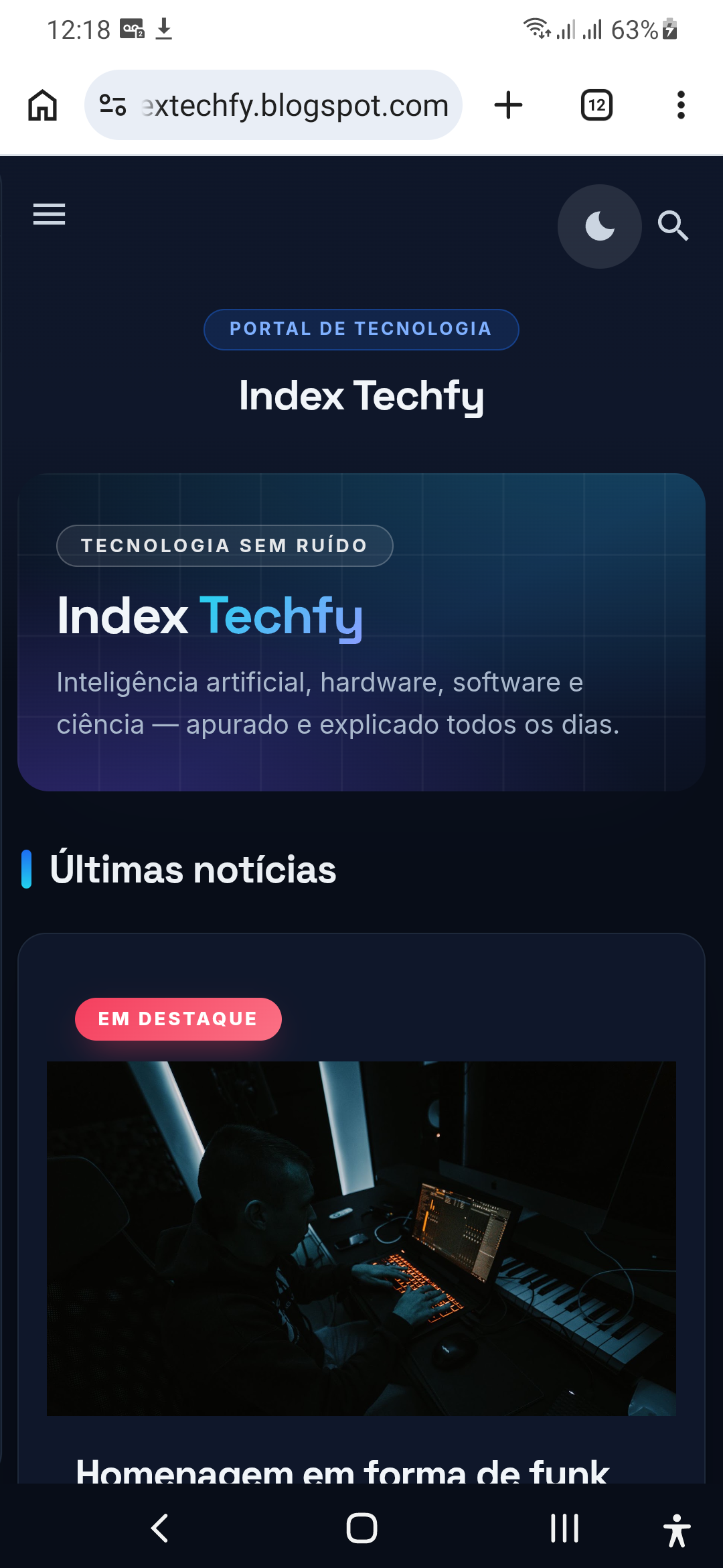 Blogger Index Techfy v1.0 — captura de tela 3