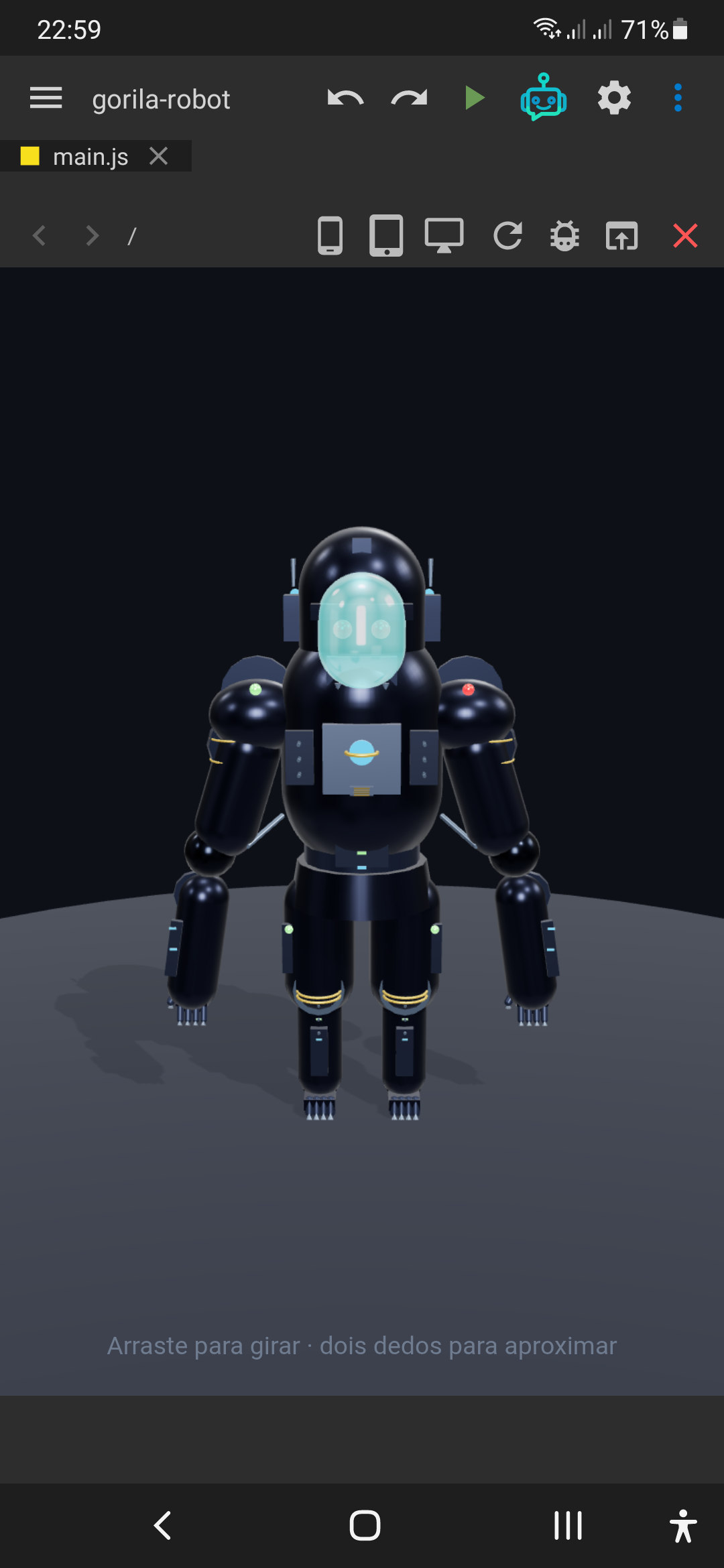 Gorila Robot 3D - tree.js Gênesis Code — captura de tela 1