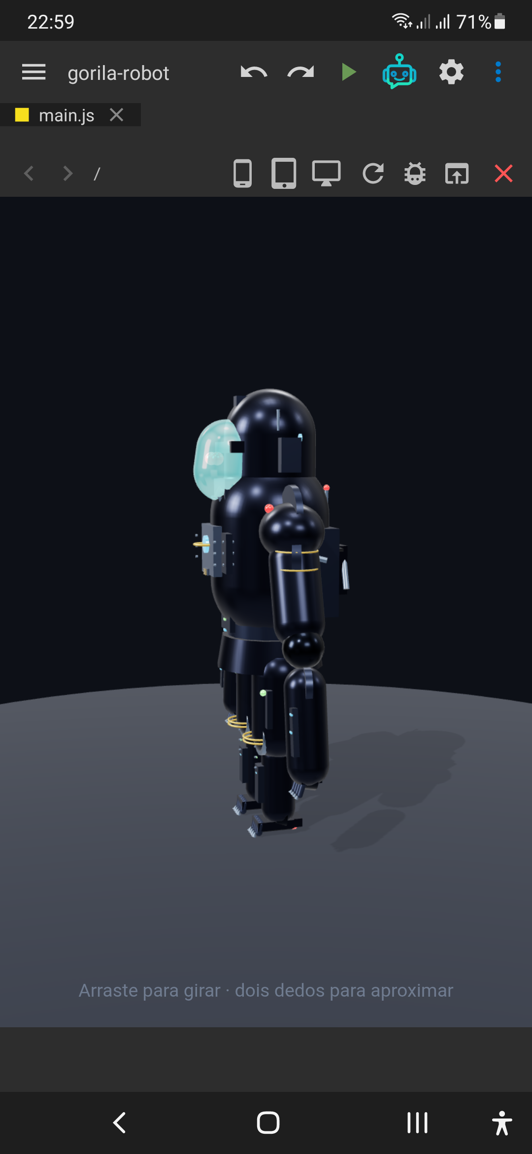 Gorila Robot 3D - tree.js Gênesis Code — captura de tela 2