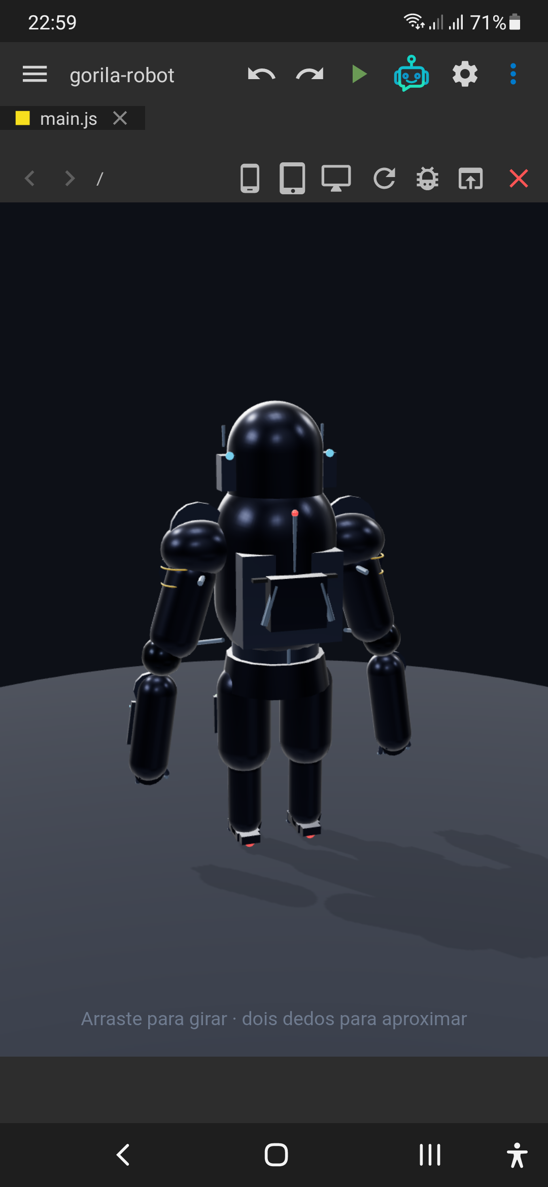 Gorila Robot 3D - tree.js Gênesis Code — captura de tela 3