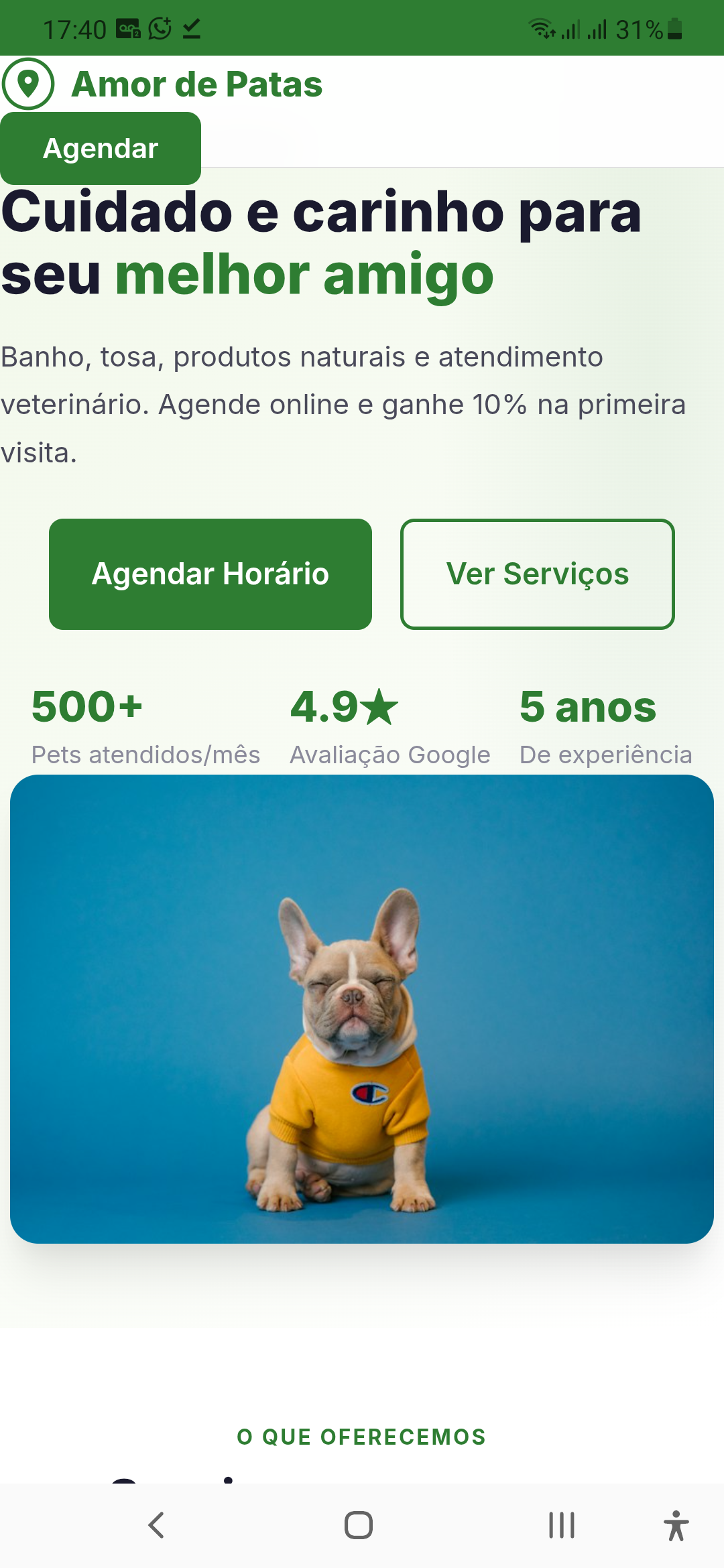 PetShop Landing page — captura de tela 1