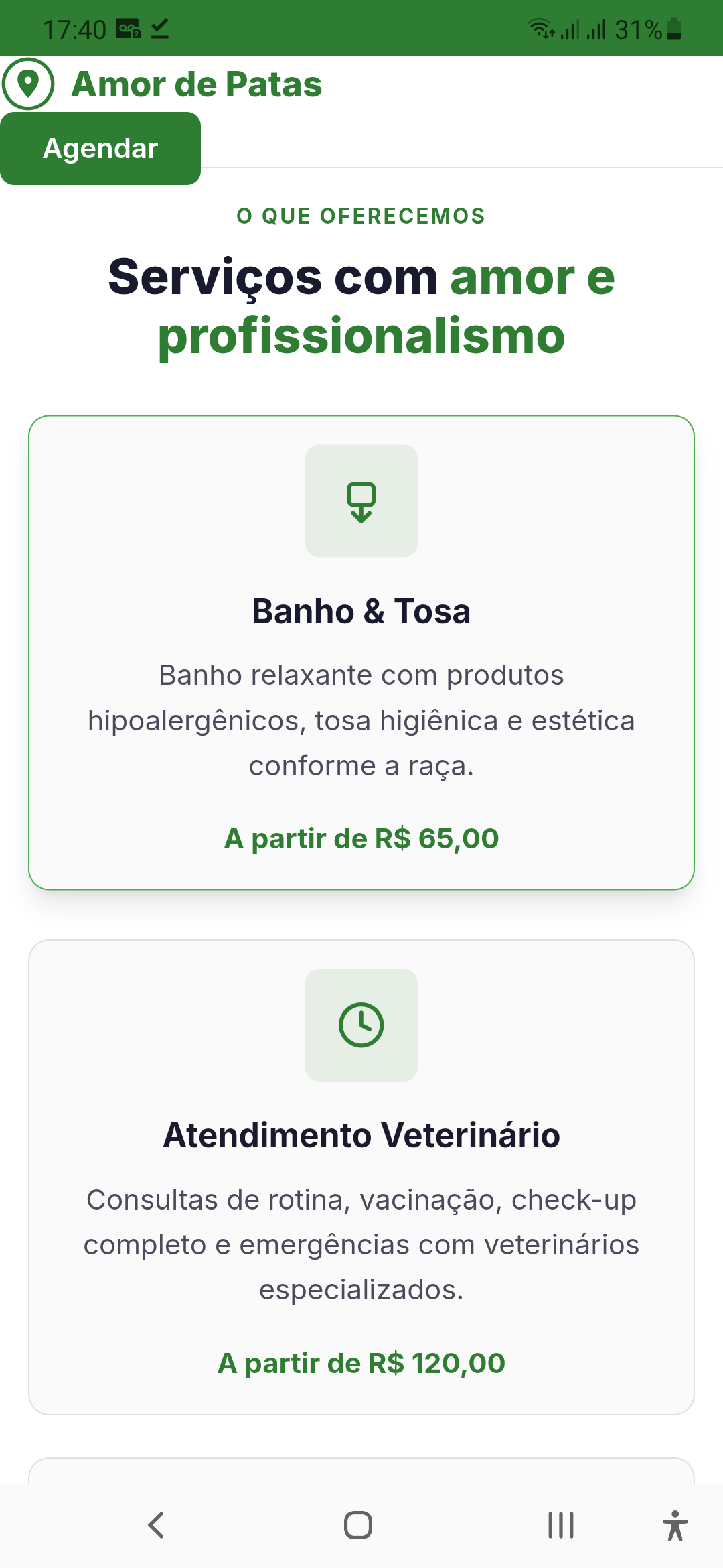 PetShop Landing page — captura de tela 2
