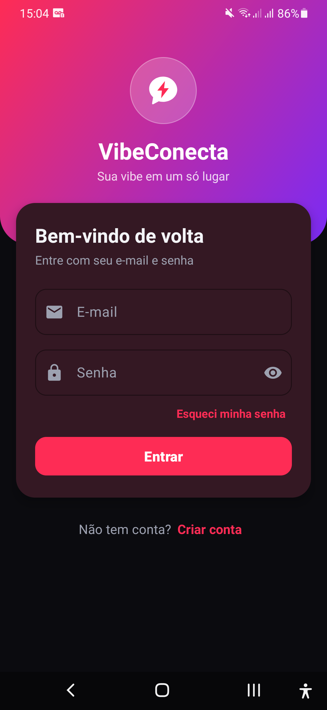 Vibeconecta Rede social - projeto GC-IDE-AI — captura de tela 1
