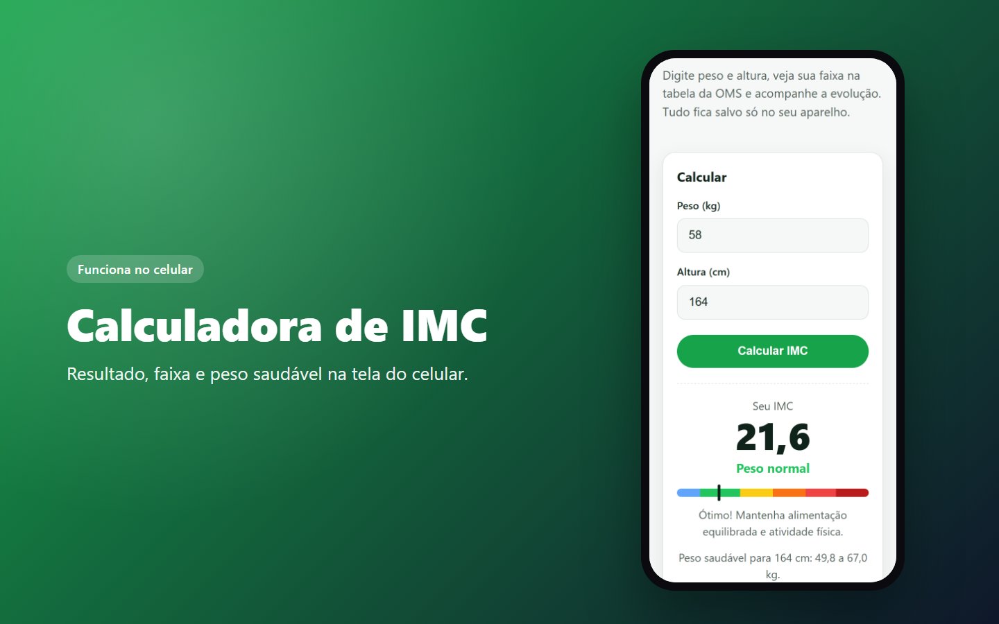 Calculadora de IMC — captura de tela 3