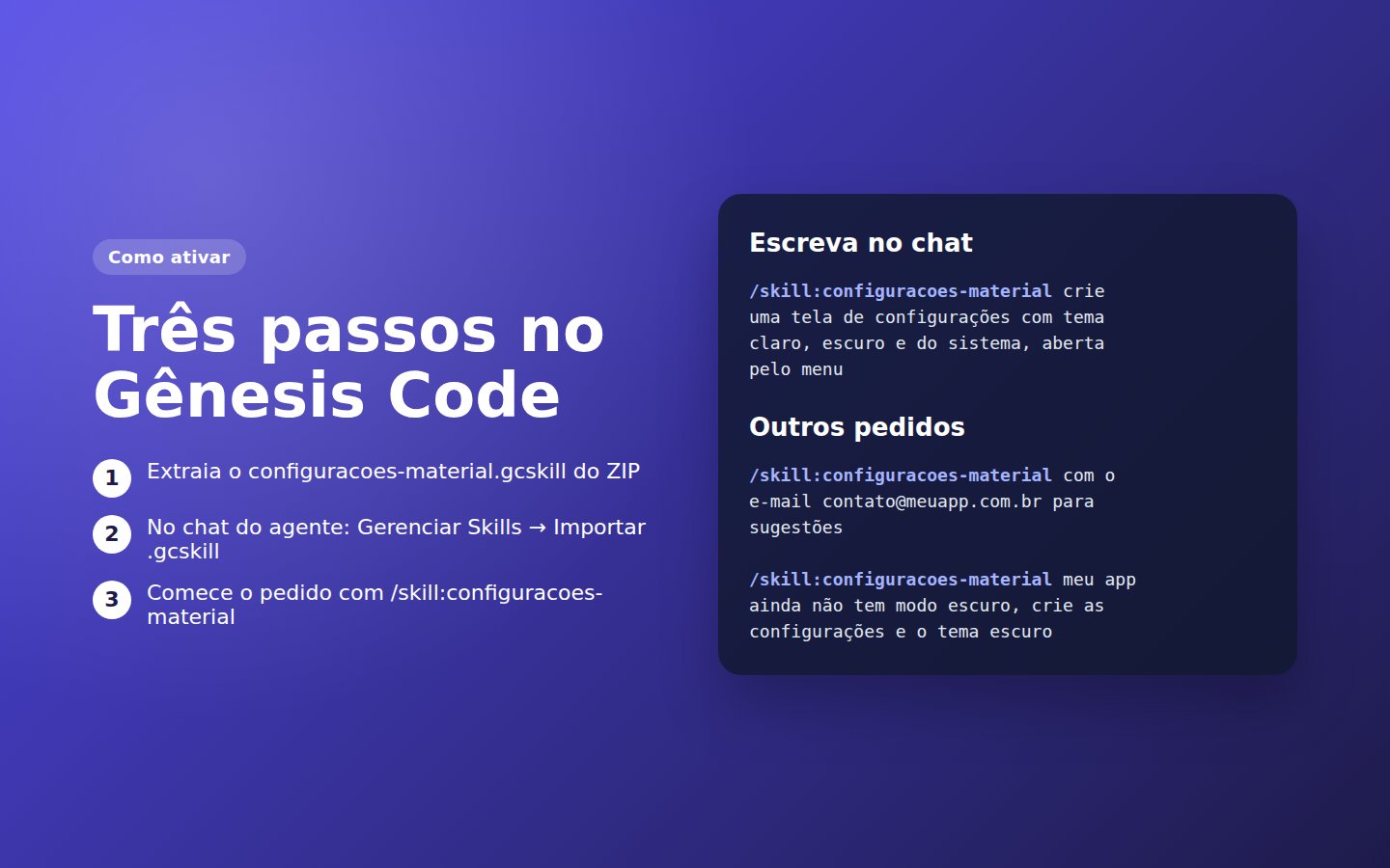 Skill Tela de Configurações — captura de tela 2