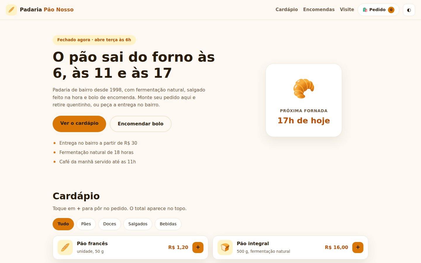 Padaria Pão Nosso — captura de tela 1