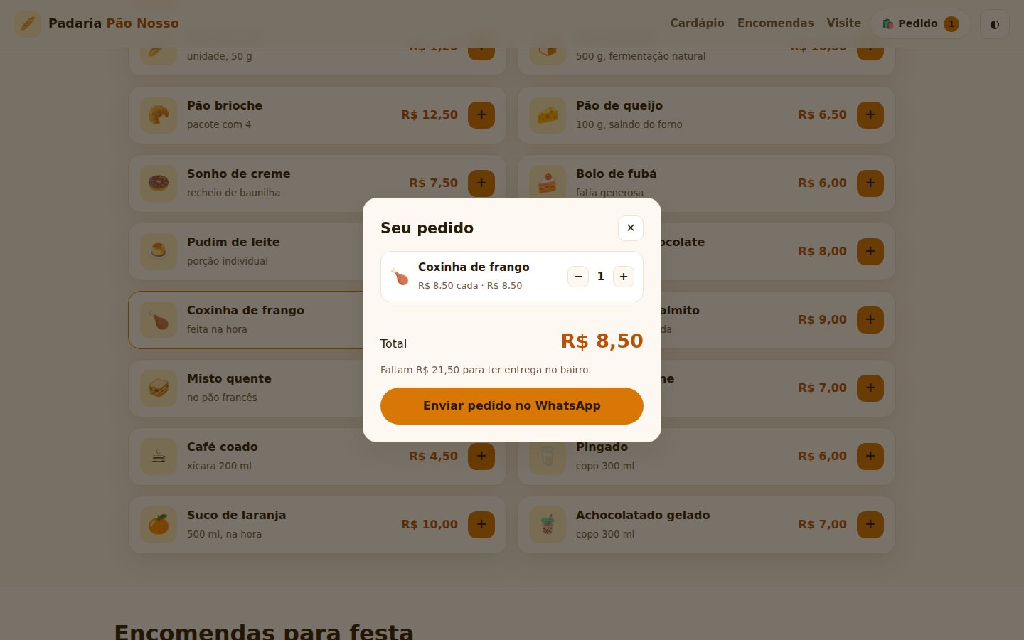 Padaria Pão Nosso — captura de tela 2