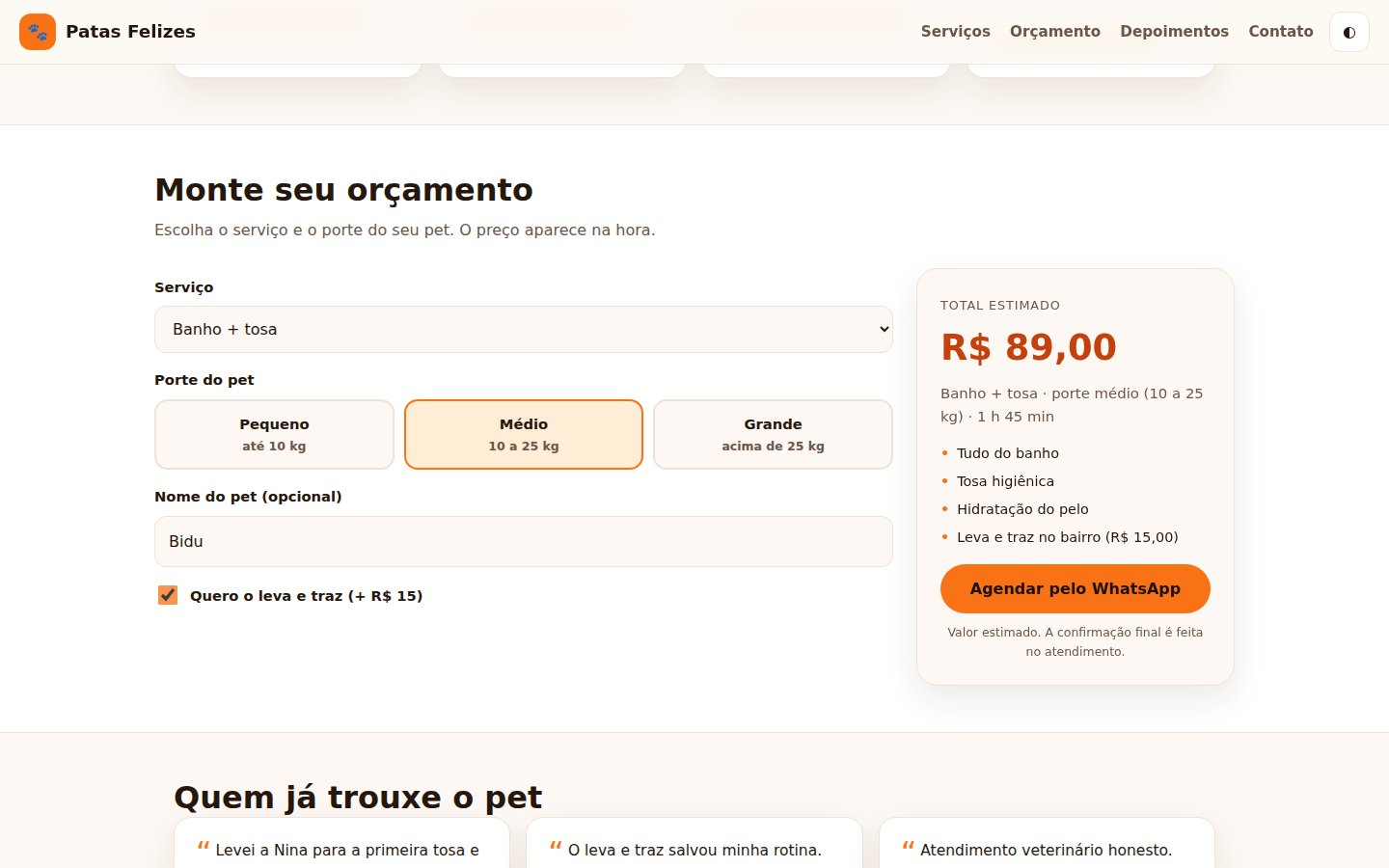 Patas Felizes Pet Shop — captura de tela 2