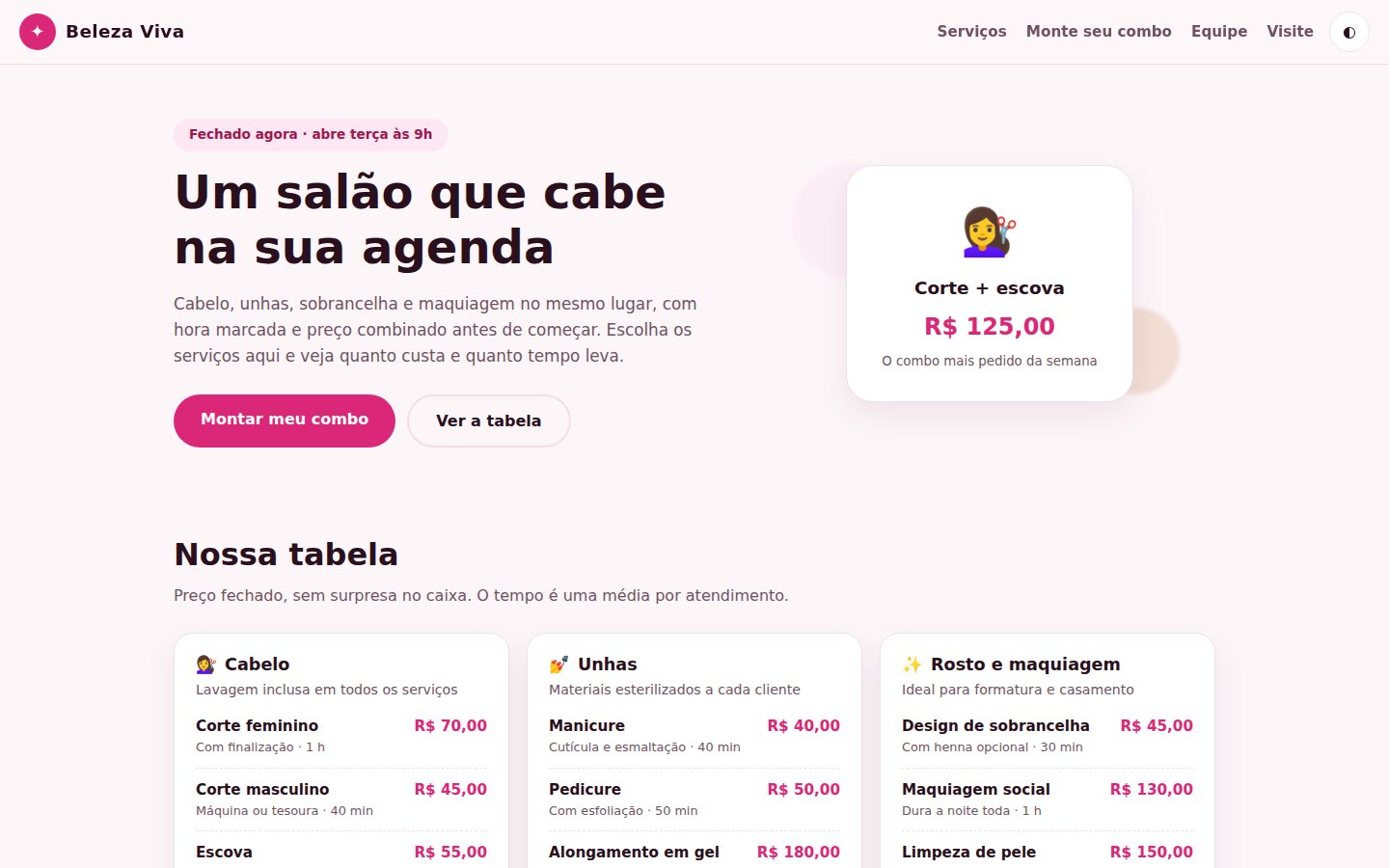 Salão Beleza Viva — captura de tela 1