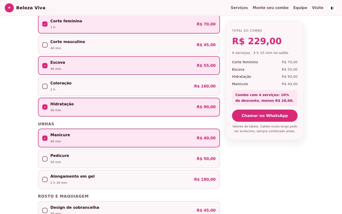 Salão Beleza Viva — captura de tela 2