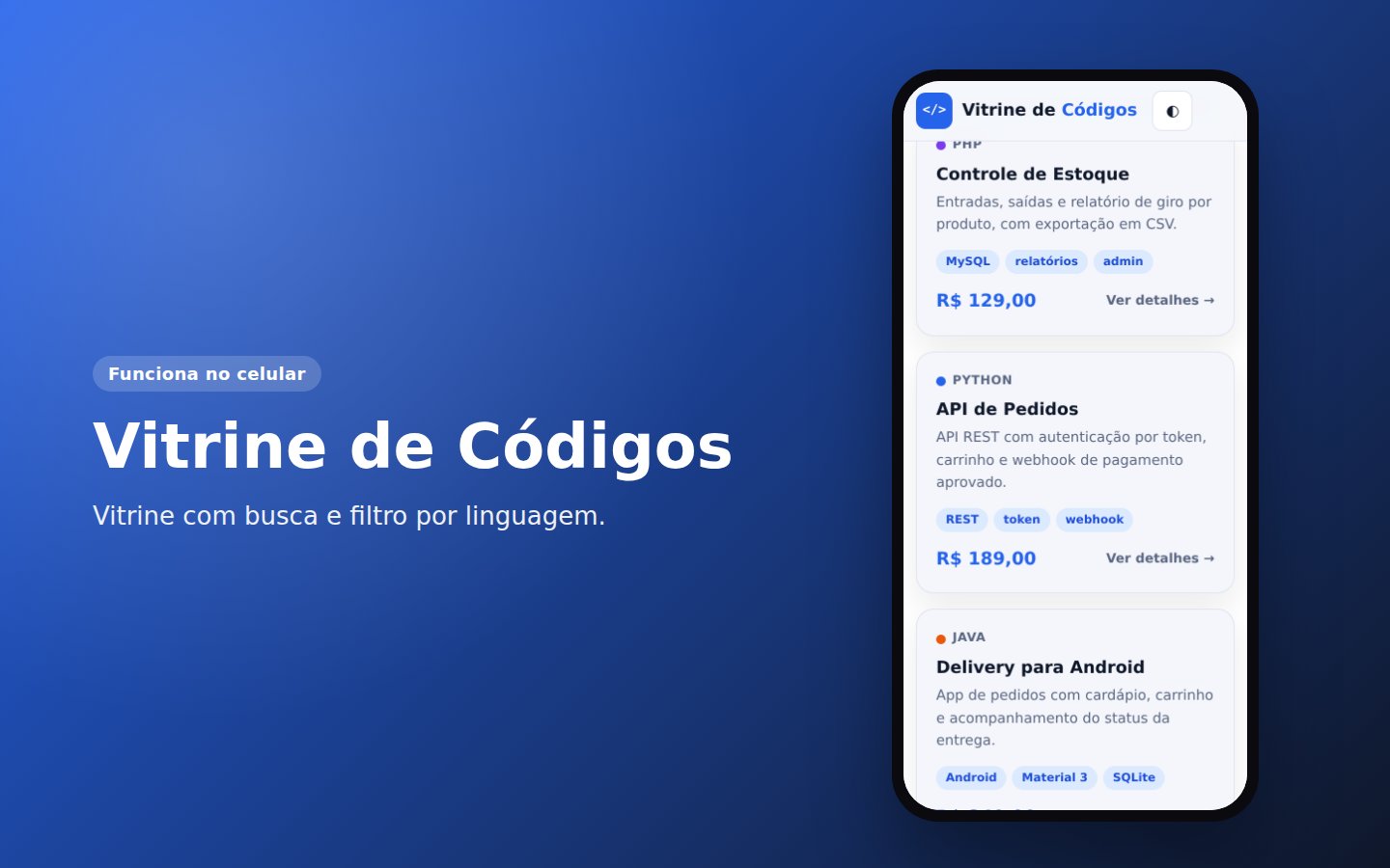 Vitrine de Códigos — captura de tela 3