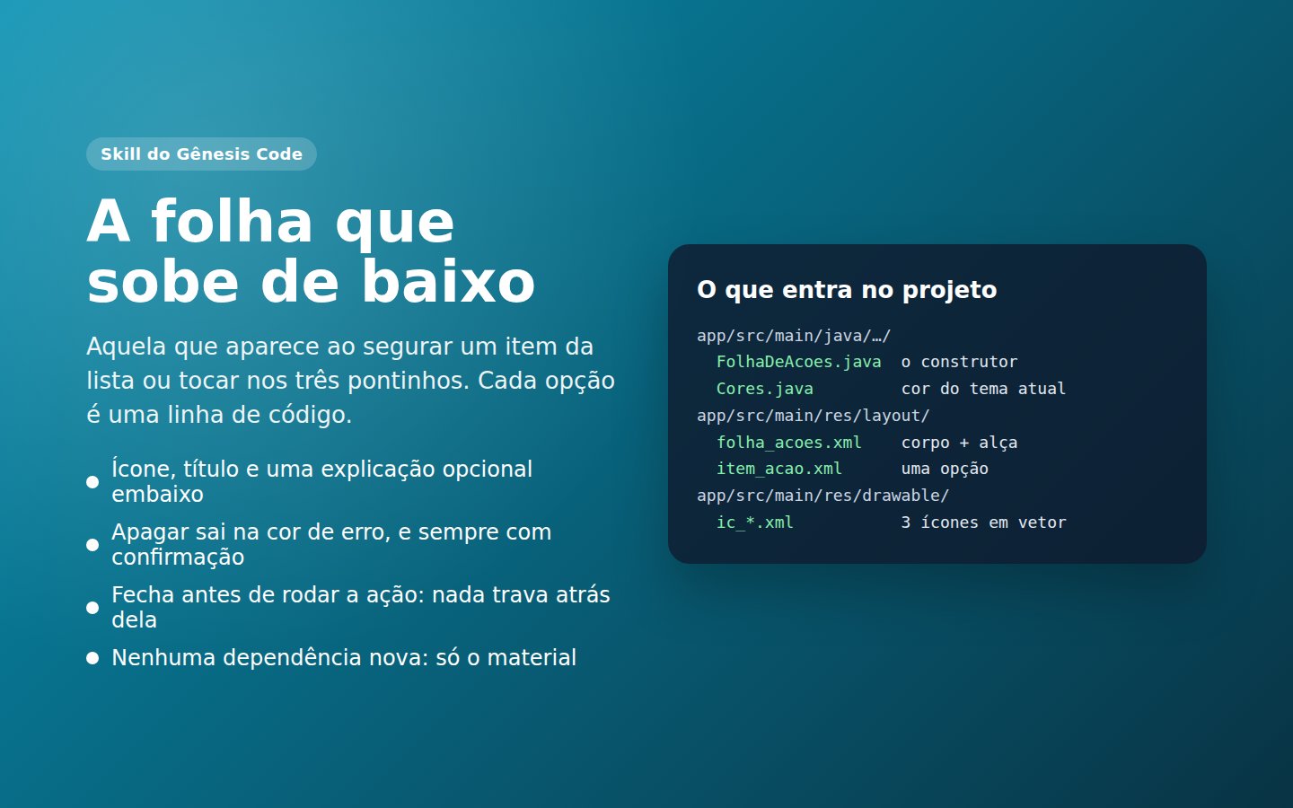 Skill Bottom sheet de ações — captura de tela 1