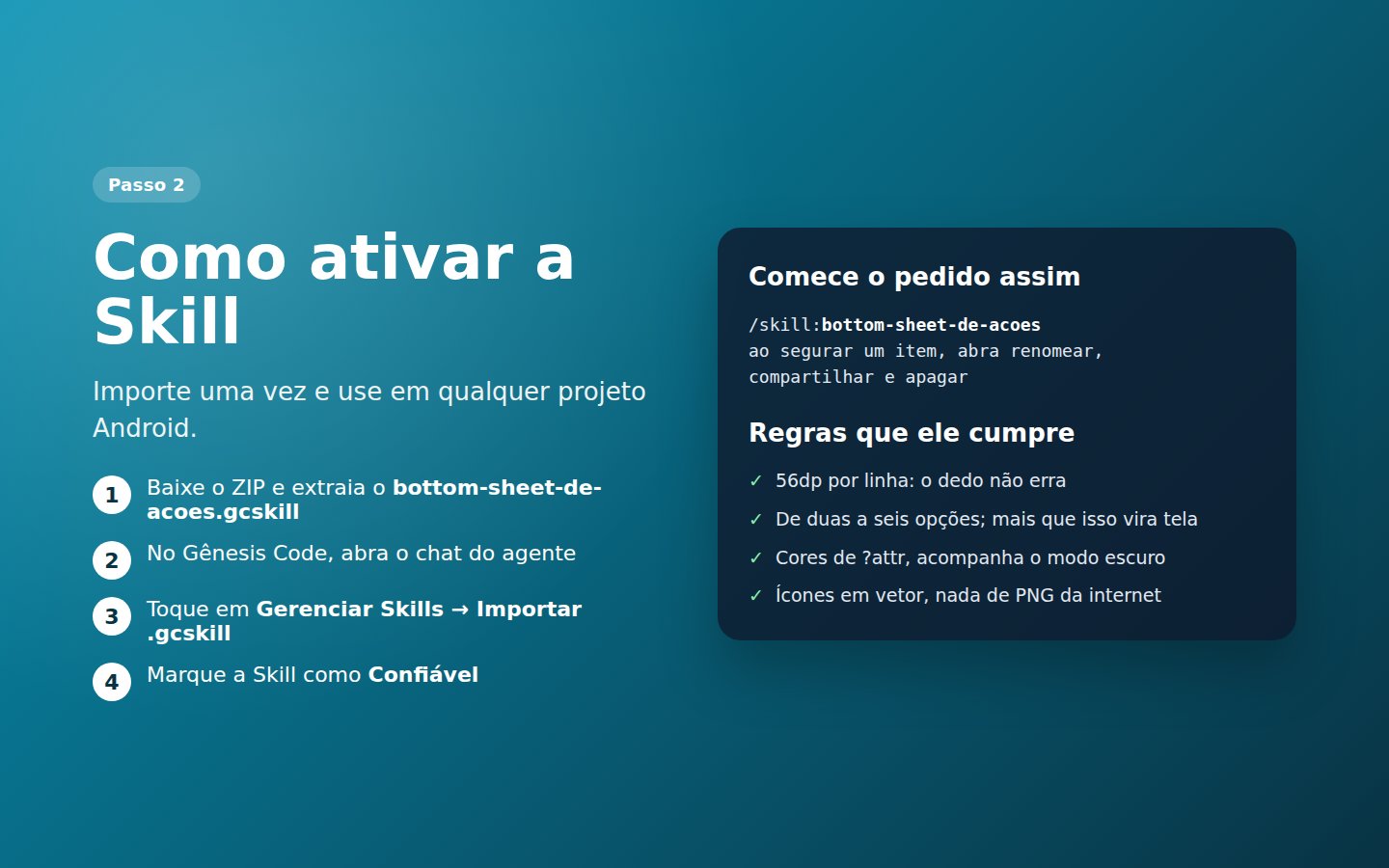 Skill Bottom sheet de ações — captura de tela 2