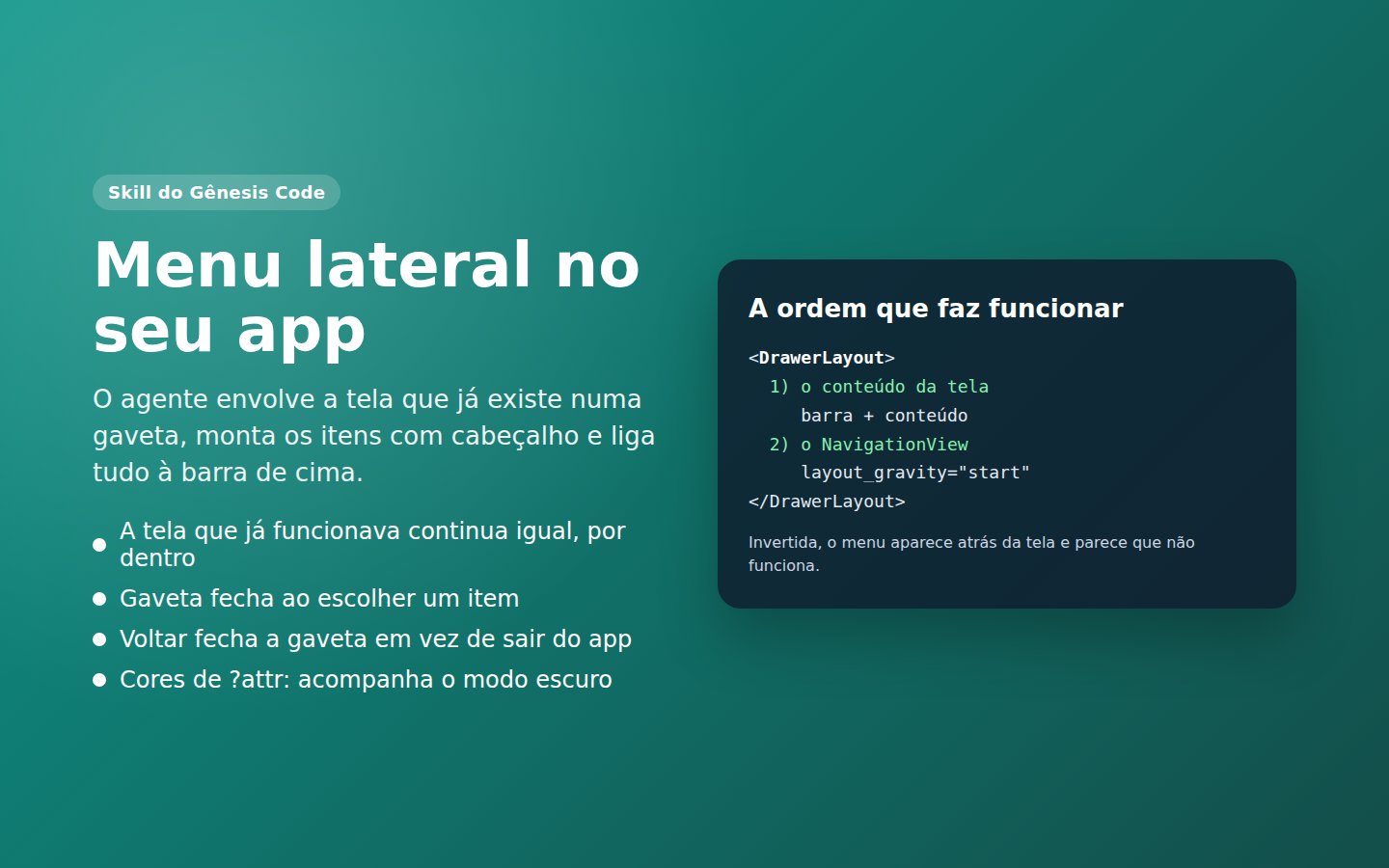 Skill Menu lateral — captura de tela 1