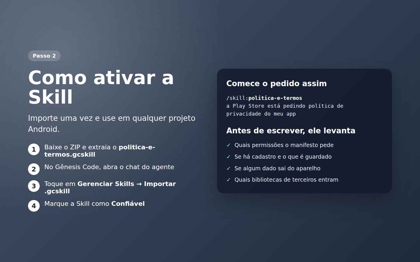 Skill Política e termos — captura de tela 2