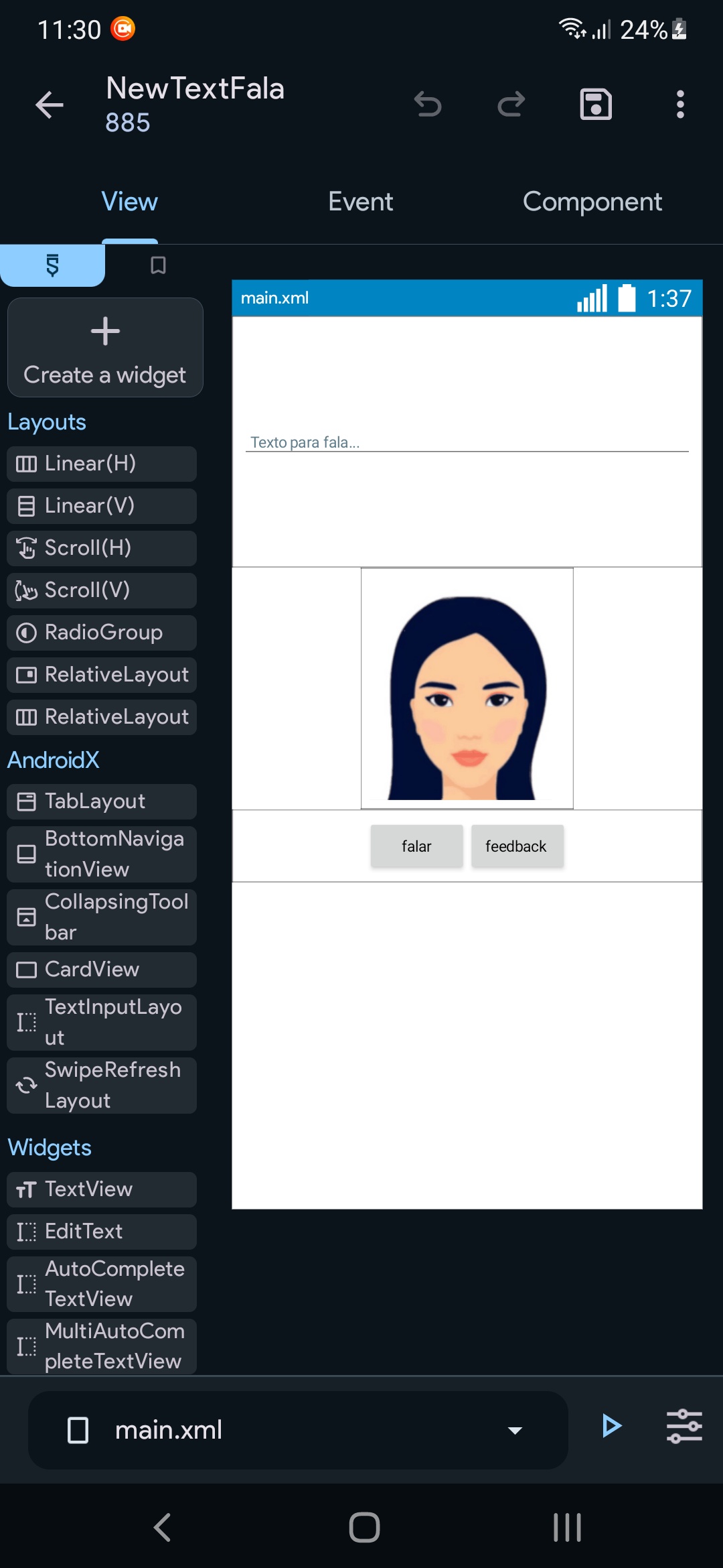 Texto para fala, Projetos Sketchware — captura de tela 1