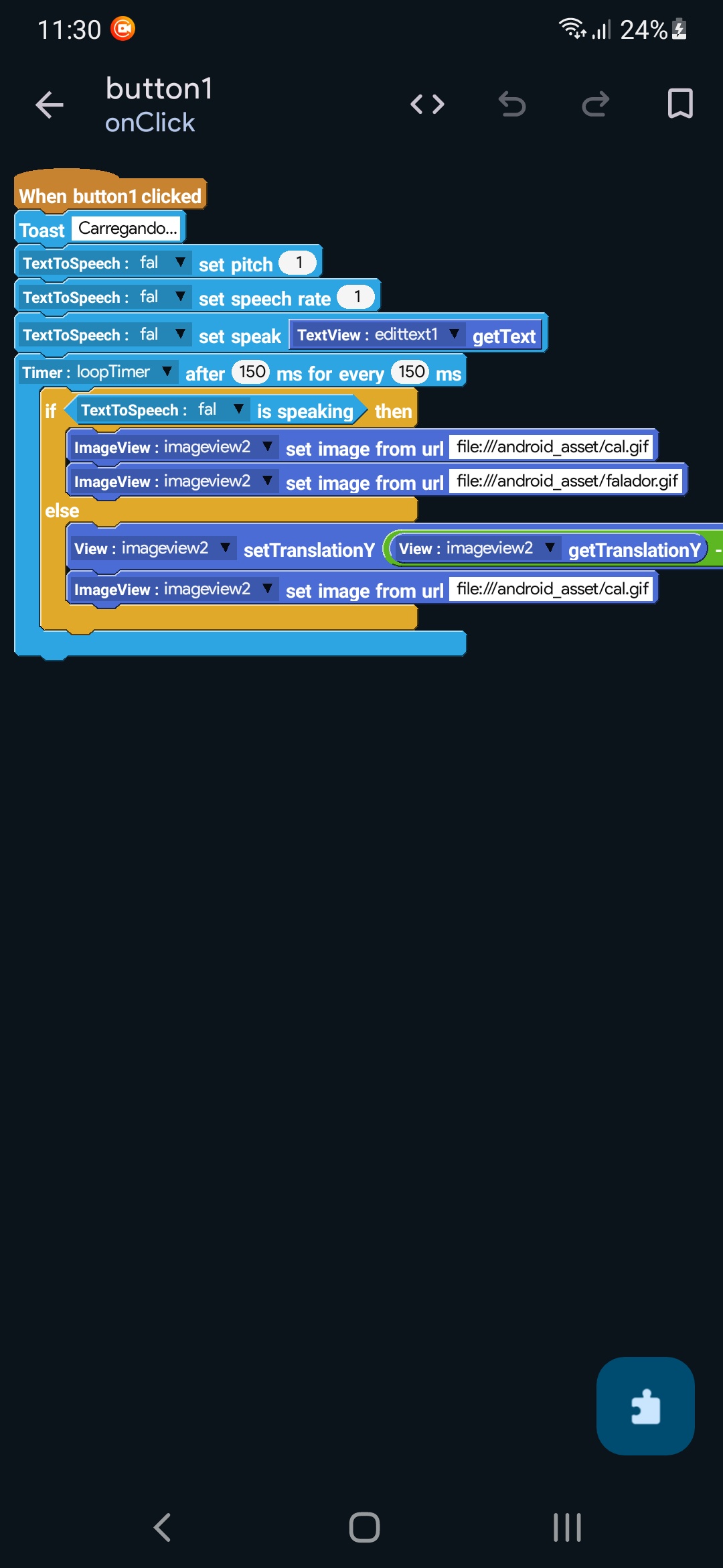 Texto para fala, Projetos Sketchware — captura de tela 2