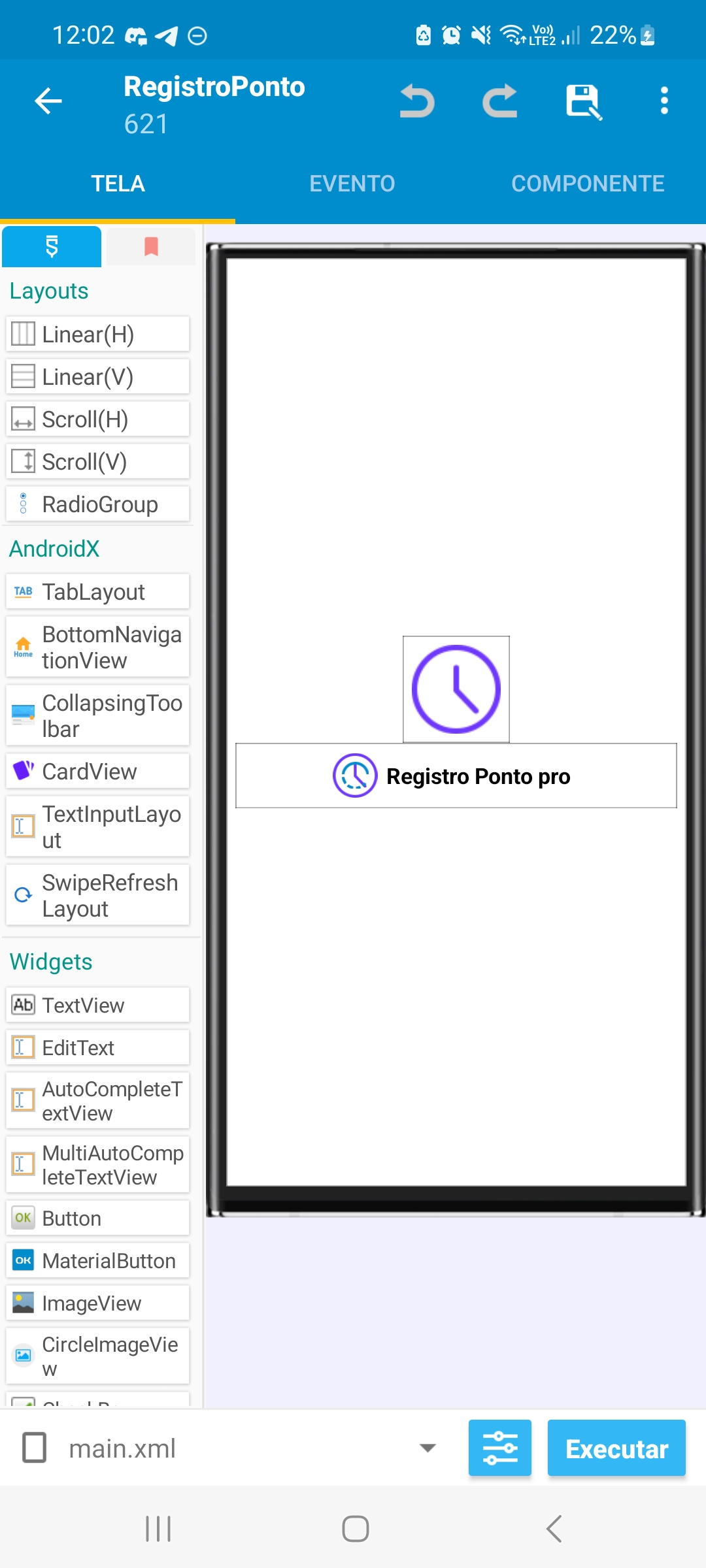 Registro Ponto usuario — captura de tela 1
