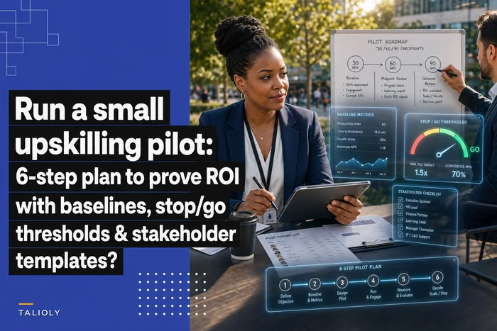Run a small upskilling pilot that proves ROI — a 6‑step plan with baselines, stop/go thresholds and stakeholder templates