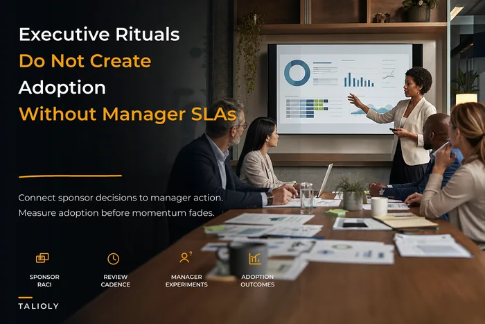 Scale skills platforms with executive rituals and adoption KPIs