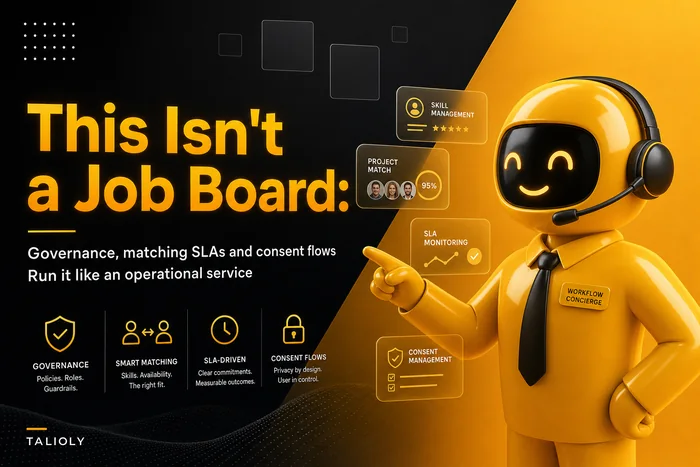 Your internal marketplace isn't a job board — governance, matching SLAs and consent flows to run it like an operational service