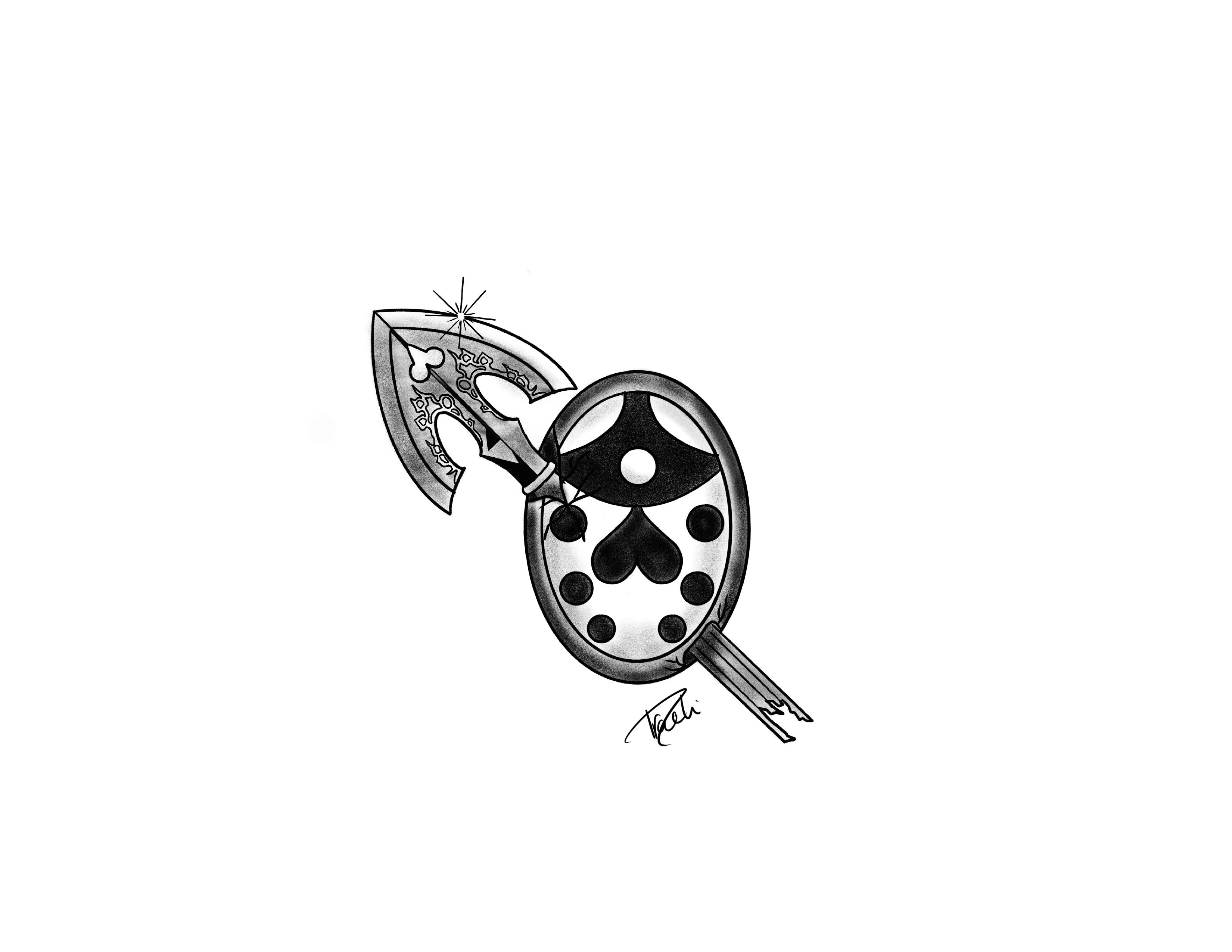 Arrow through amulet 