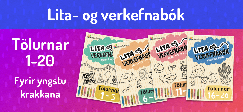 Lita- og verkefnabók: Tölurnar 1-20, fyrir yngstu krakkana.